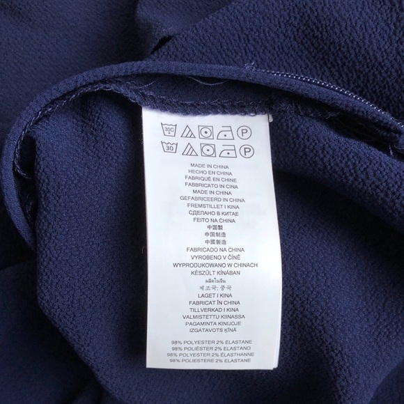 Michael Kors One Sleeve Navy Ruffle Top - Picture 7 of 8